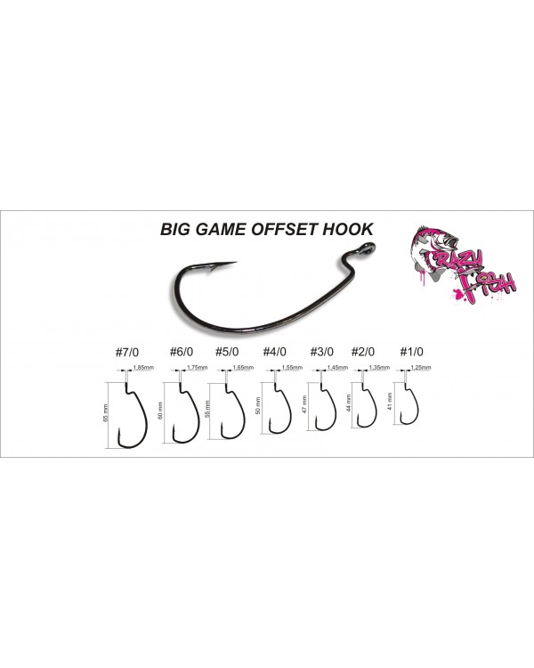 Офсетный крючок CRAZY FISH BIG GAME (BGOH 1/0)