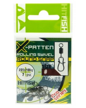 Вертлюг с карабином X-Patten Rolling Swivel With Round Snap № 7