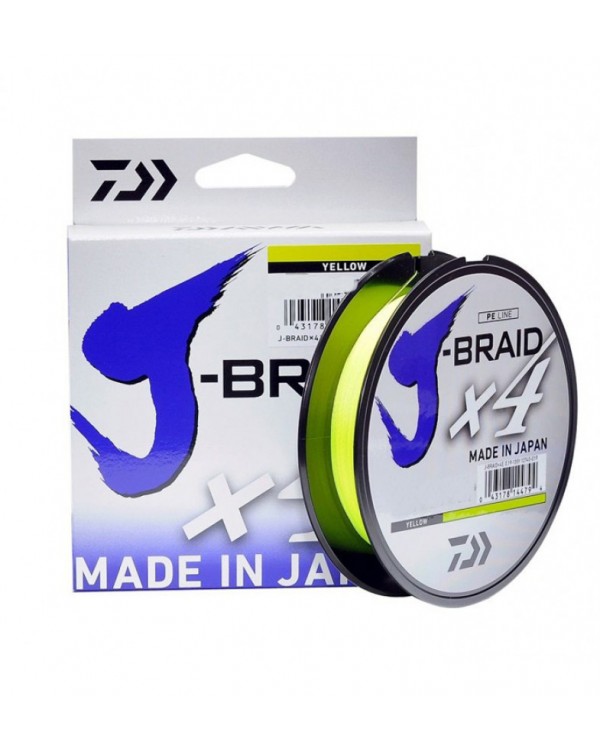 Леска плетёная Daiwa J-Braid X4 0,13 мм Yellow 270 м Леска плетёная Daiwa J-Braid X4 0,13 мм Yellow 270 м