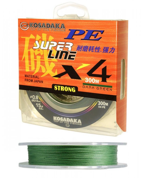 Леска плетёная Kosadaka Super Line PE X4 300 м.