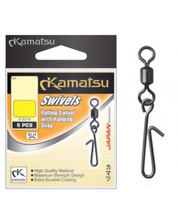 Карабин с вертлюгом Kamatsu K-3018 hanging snap (5 шт)