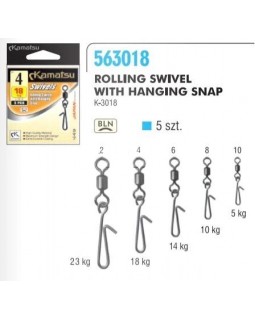 Карабин с вертлюгом Kamatsu K-3018 hanging snap (5 шт)-foto2