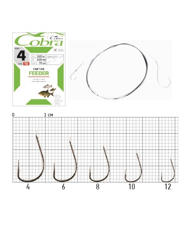 Крючки с поводком Cobra FEEDER CNF100 70cm