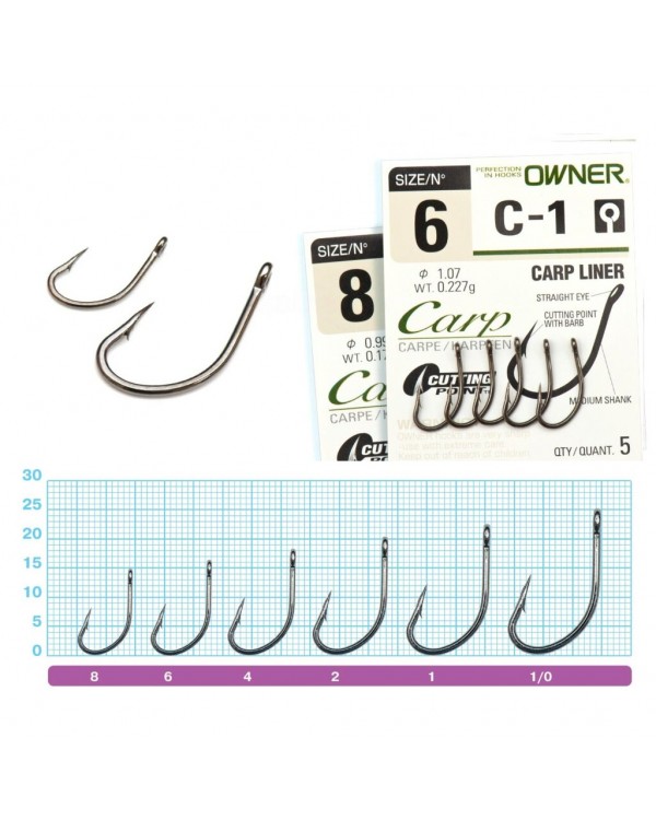 Крючки Owner CARP LINER C-1 53261 Крючки Owner CARP LINER C-1 53261